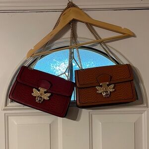 Elegant Red and Tan Women’s Bag Set